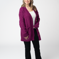 IN STOCK Brooks Button Sweater Cardigan - Magenta