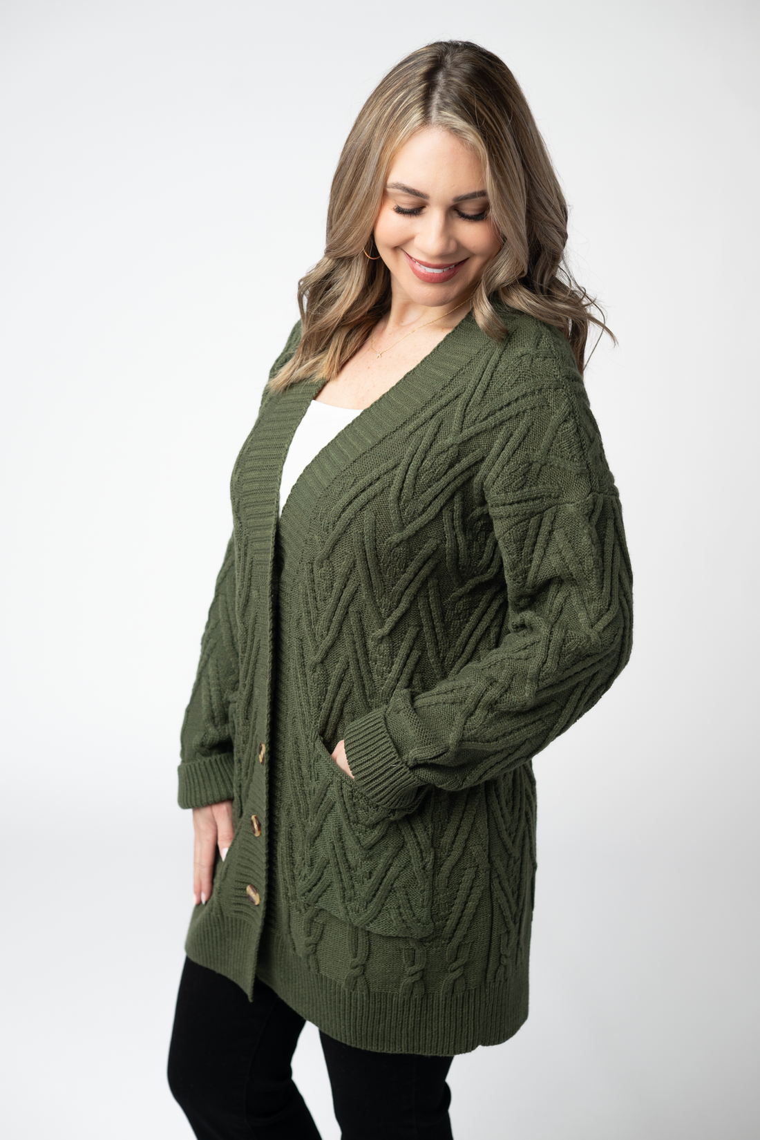 IN STOCK Brooks Button Sweater Cardigan - Olive