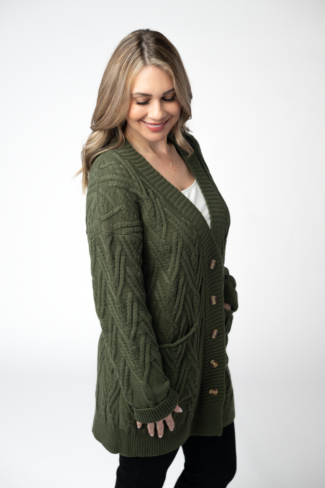 IN STOCK Brooks Button Sweater Cardigan - Olive