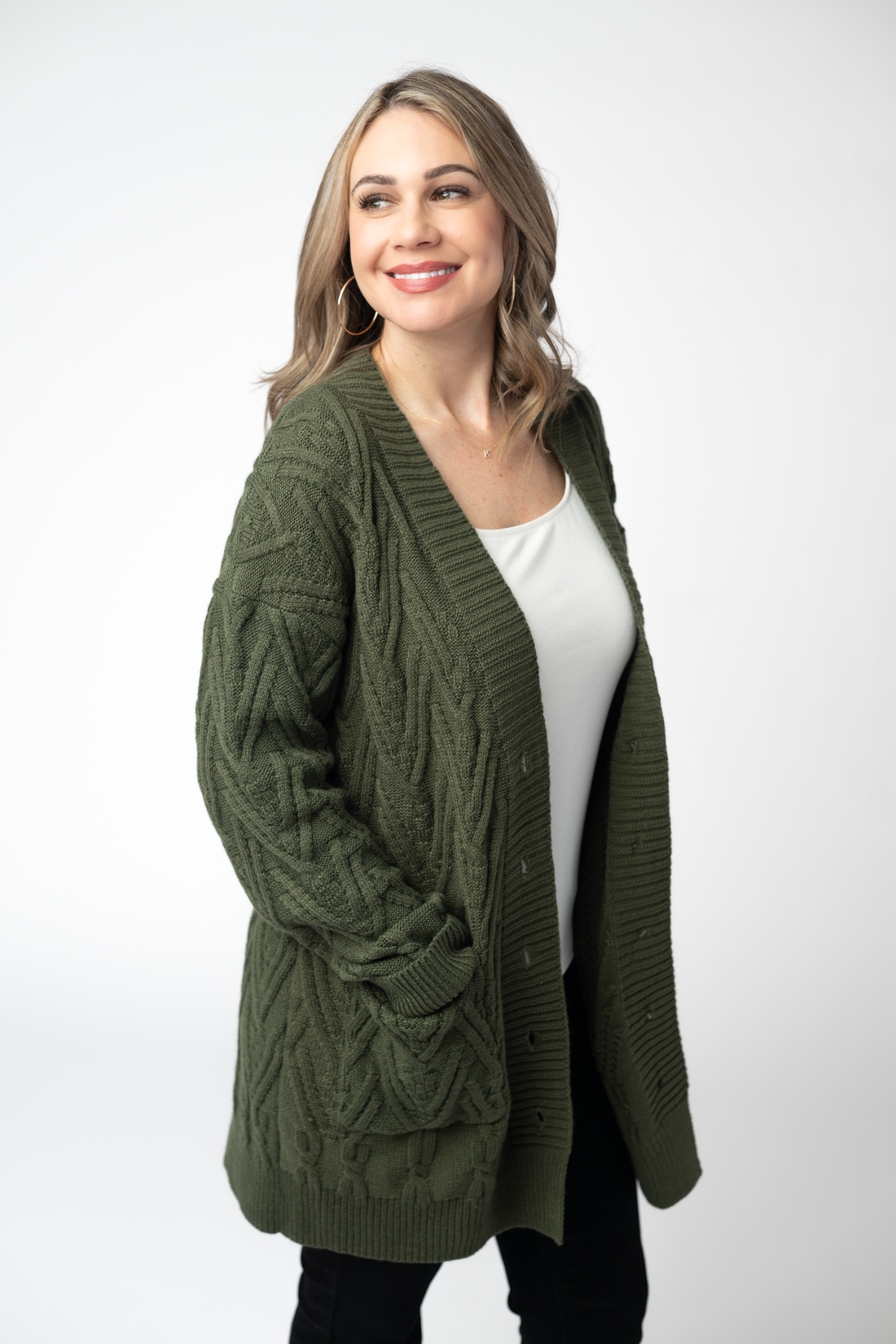 IN STOCK Brooks Button Sweater Cardigan - Olive