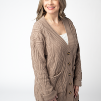 IN STOCK Brooks Button Sweater Cardigan - Mocha