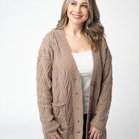 IN STOCK Brooks Button Sweater Cardigan - Mocha