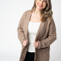 IN STOCK Brooks Button Sweater Cardigan - Mocha