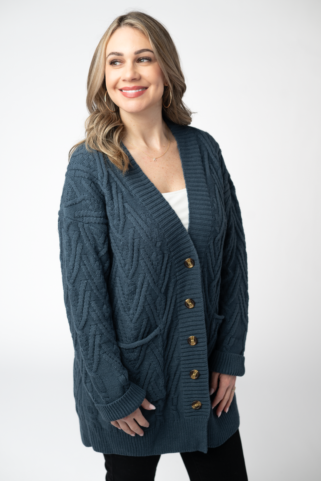 IN STOCK Brooks Button Sweater Cardigan - Navy