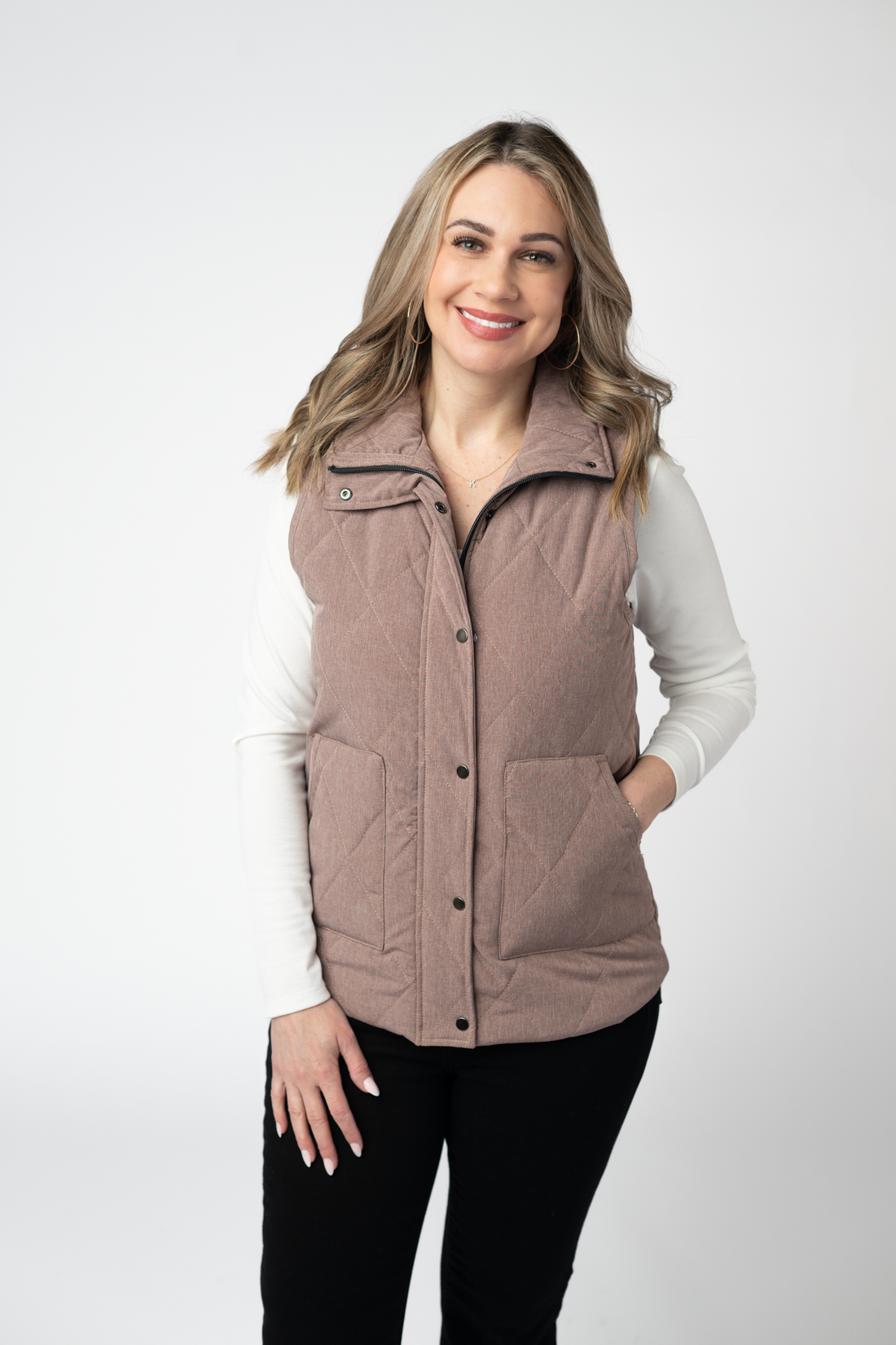 IN STOCK Remy Zip Up Vest - Chestnut