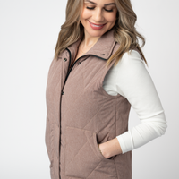 IN STOCK Remy Zip Up Vest - Chestnut