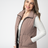 IN STOCK Remy Zip Up Vest - Chestnut