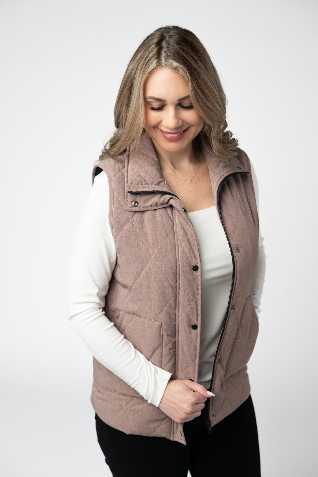 IN STOCK Remy Zip Up Vest - Chestnut