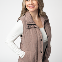 IN STOCK Remy Zip Up Vest - Chestnut