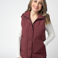 IN STOCK Remy Zip Up Vest - Burgundy