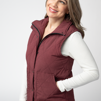 IN STOCK Remy Zip Up Vest - Burgundy