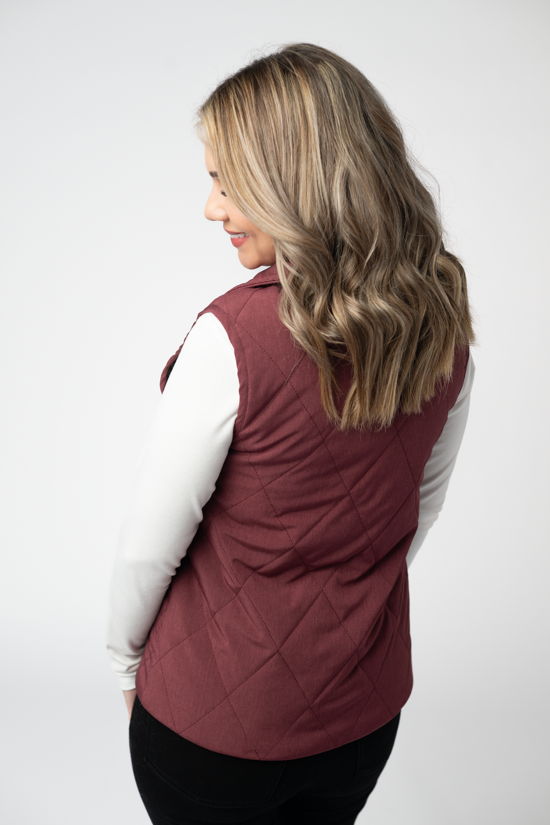 IN STOCK Remy Zip Up Vest - Burgundy