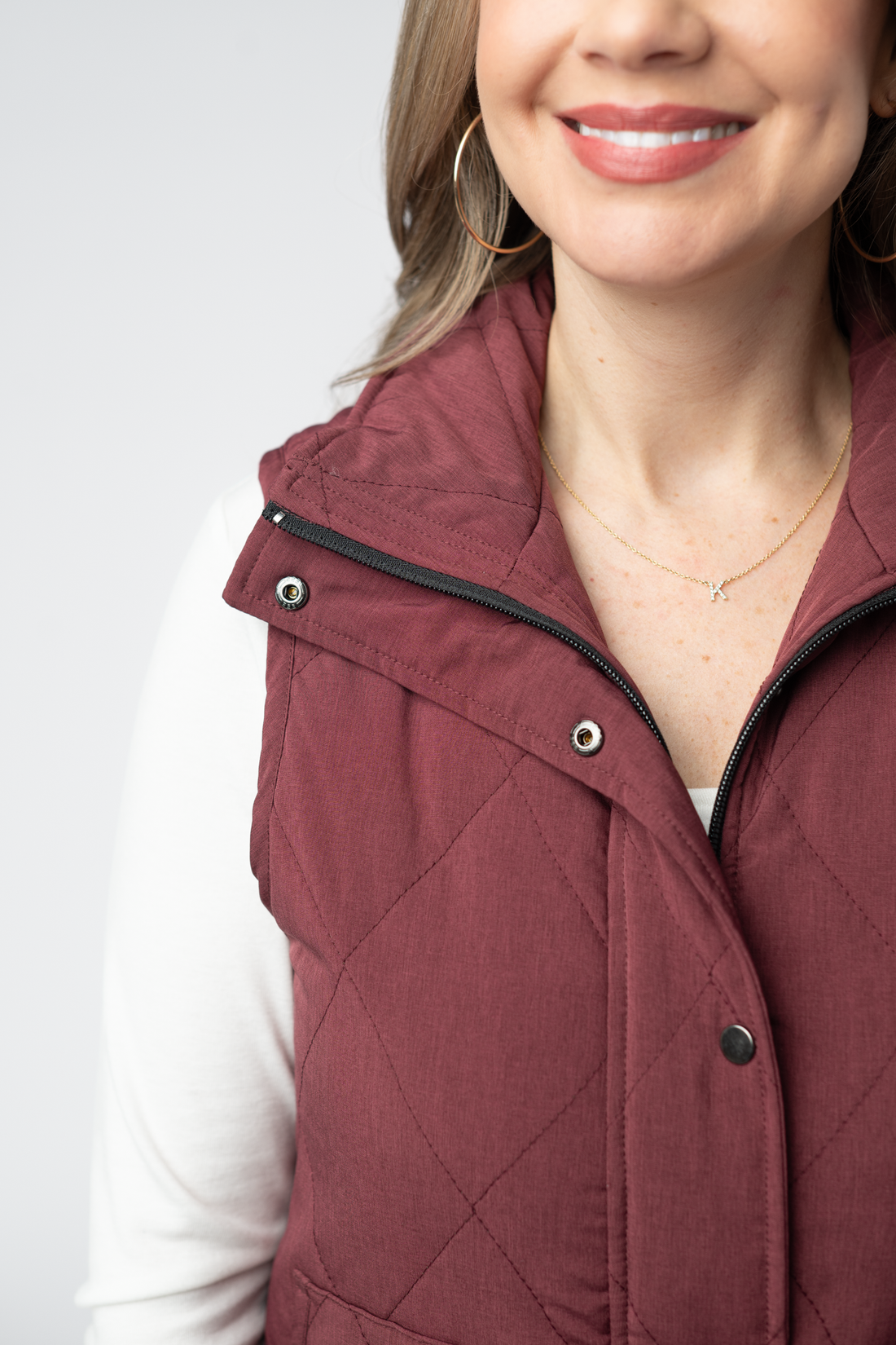 IN STOCK Remy Zip Up Vest - Burgundy