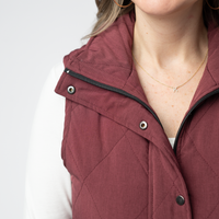IN STOCK Remy Zip Up Vest - Burgundy