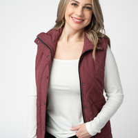 IN STOCK Remy Zip Up Vest - Burgundy