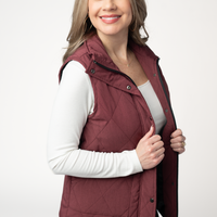 IN STOCK Remy Zip Up Vest - Burgundy