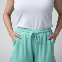 IN STOCK Weslie Waffle Shorts - Turquoise