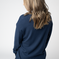 IN STOCK Corrine Ribbed Pullover Top - Navy