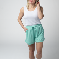 IN STOCK Weslie Waffle Shorts - Turquoise
