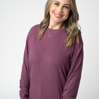 IN STOCK Corrine Ribbed Pullover Top - Plum