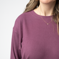 IN STOCK Corrine Ribbed Pullover Top - Plum