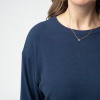 IN STOCK Corrine Ribbed Pullover Top - Navy