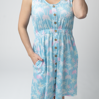 IN STOCK Beverly Button Dress - Aqua Palm