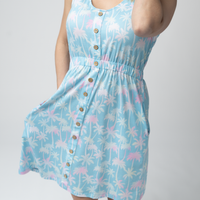 IN STOCK Beverly Button Dress - Aqua Palm