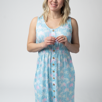 IN STOCK Beverly Button Dress - Aqua Palm