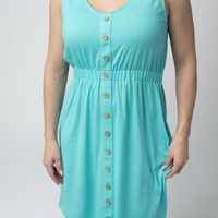 IN STOCK Beverly Button Dress - Aqua