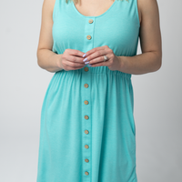 IN STOCK Beverly Button Dress - Aqua