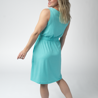 IN STOCK Beverly Button Dress - Aqua
