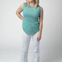 IN STOCK Morgan Micro Striped Tank - Jade