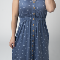 IN STOCK Beverly Button Dress - Nautical Navy