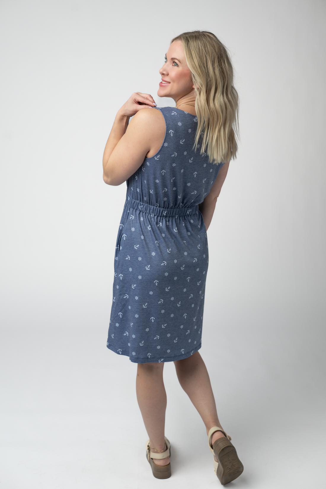 IN STOCK Beverly Button Dress - Nautical Navy