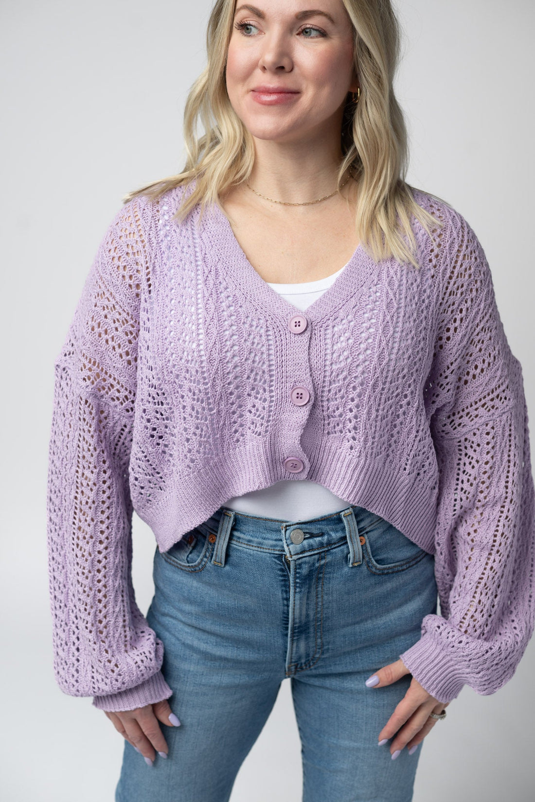 IN STOCK Callie Cropped Cardigan - Lavender FINAL SALE