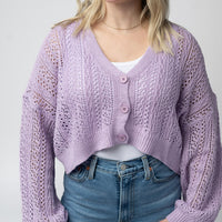 IN STOCK Callie Cropped Cardigan - Lavender FINAL SALE