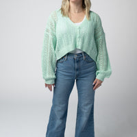 IN STOCK Callie Cropped Cardigan - Mint FINAL SALE