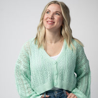 IN STOCK Callie Cropped Cardigan - Mint FINAL SALE
