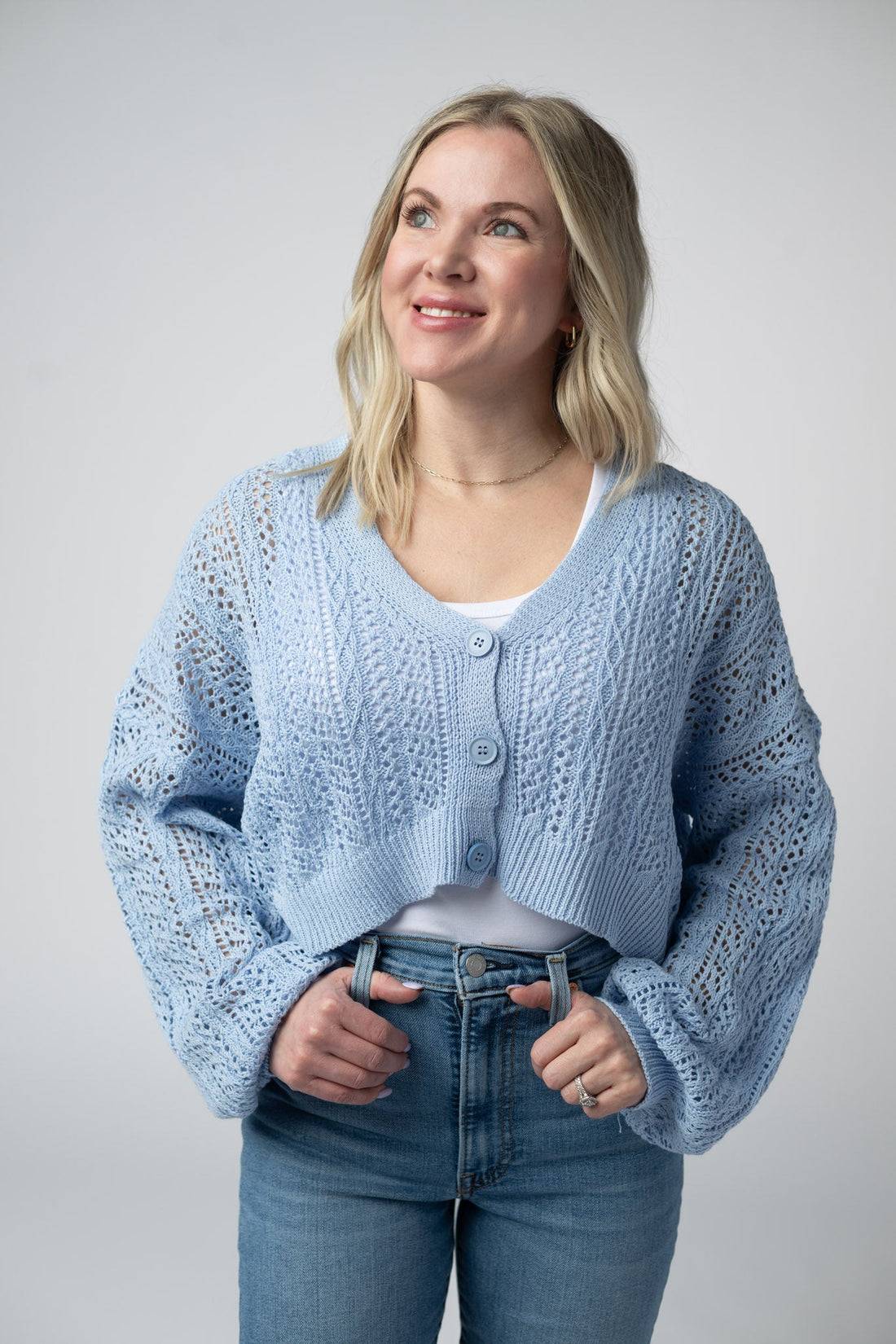 IN STOCK Callie Cropped Cardigan - Sky Blue FINAL SALE