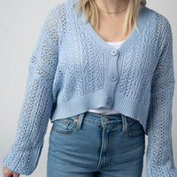IN STOCK Callie Cropped Cardigan - Sky Blue FINAL SALE