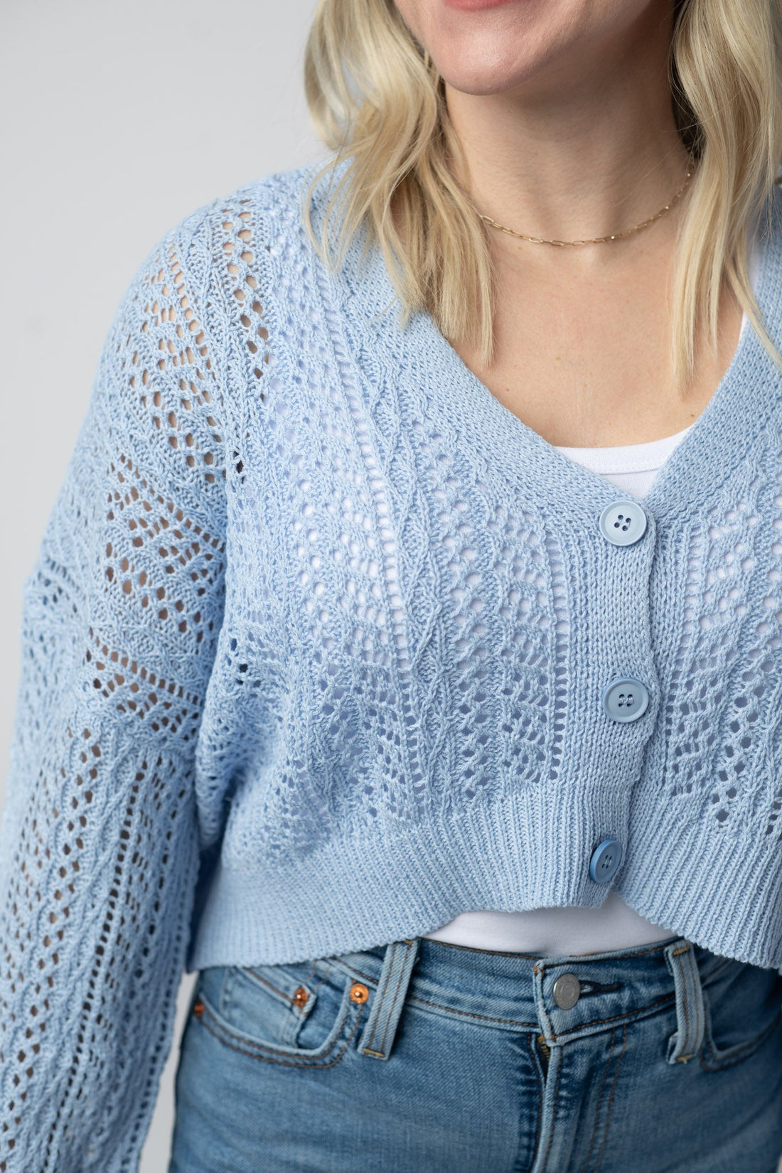 IN STOCK Callie Cropped Cardigan - Sky Blue FINAL SALE