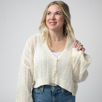 IN STOCK Callie Cropped Cardigan - Ivory FINAL SALE