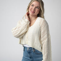 IN STOCK Callie Cropped Cardigan - Ivory FINAL SALE