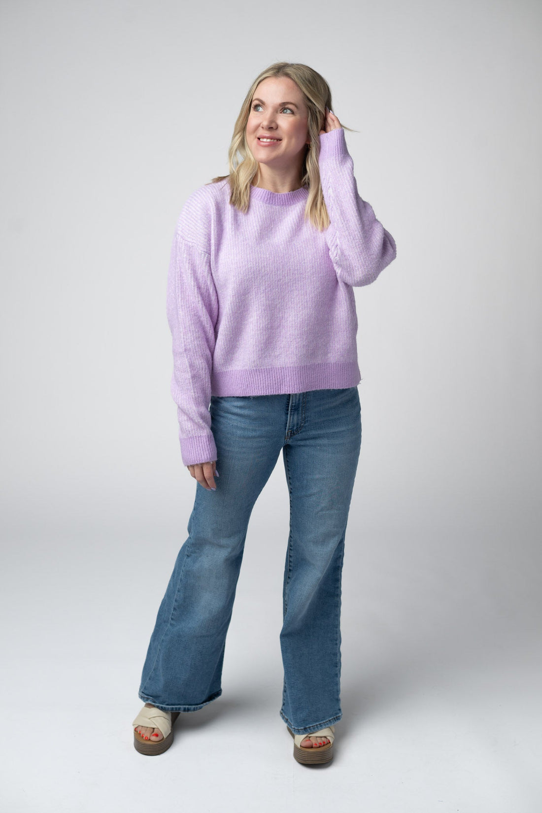 IN STOCK Josie Cozy Crew Sweater - Lavender FINAL SALE