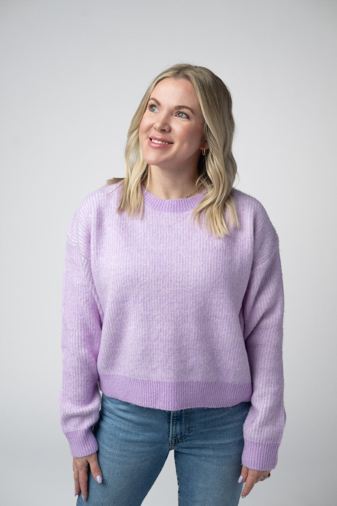 IN STOCK Josie Cozy Crew Sweater - Lavender FINAL SALE