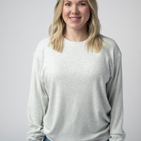 IN STOCK Corrine Ribbed Pullover Top - Light Grey
