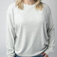 IN STOCK Corrine Ribbed Pullover Top - Light Grey