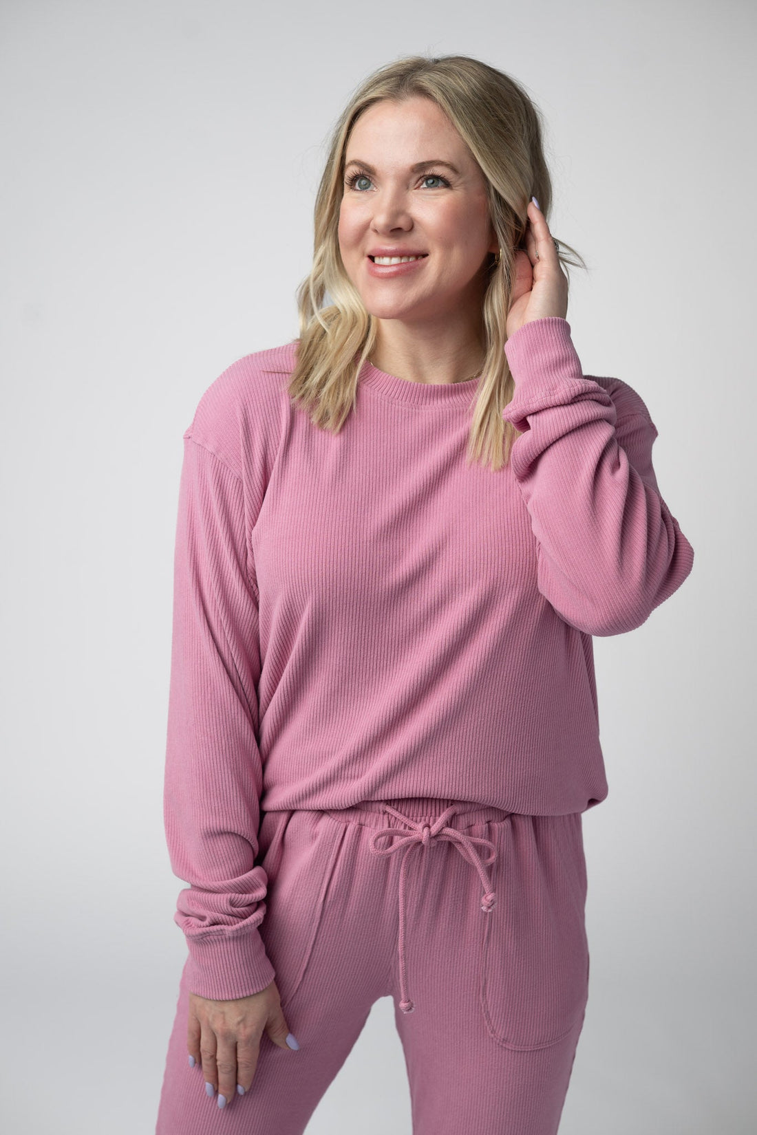 IN STOCK Corrine Ribbed Pullover Top - Rose