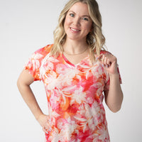 IN STOCK Raelynn V-Neck Top - Sunset Tropical Floral